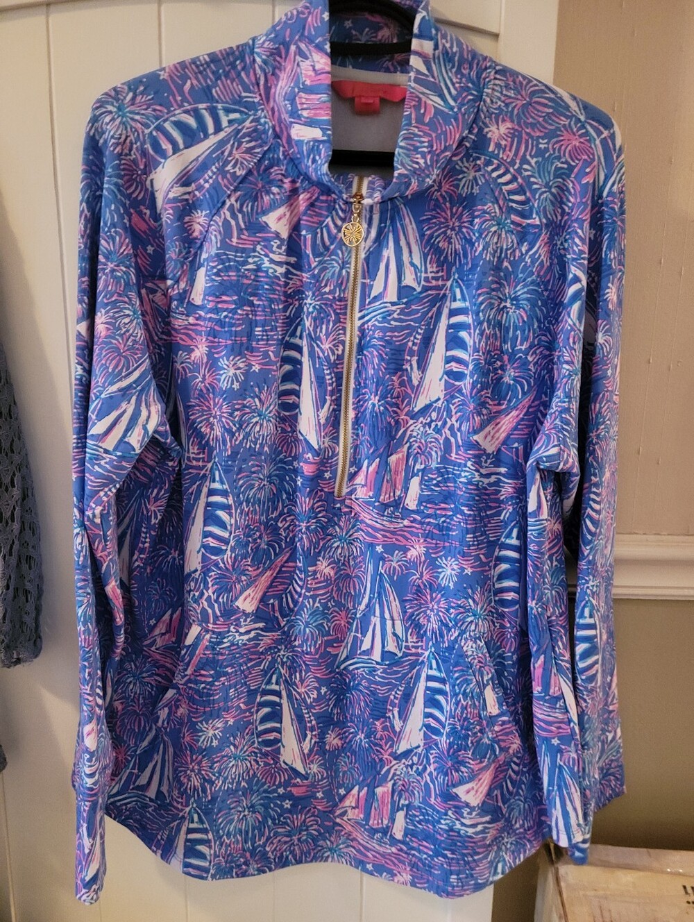 Lilly pulitzer sailabration sz XL blue sailboat popover